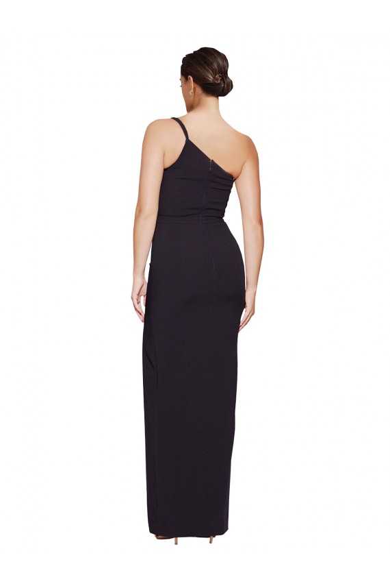Long Sleeveless Stretch Crepe Black Sheath Formal Evening Dress