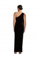 Long Sleeveless Stretch Velvet Black Sheath Formal Evening Dress