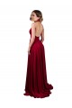 Long Sleeveless Spandex Burgundy A-Line Black Tie Evening Dress