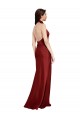 Long Sleeveless Stretch Satin Burgundy A-Line Black Tie Evening Dress