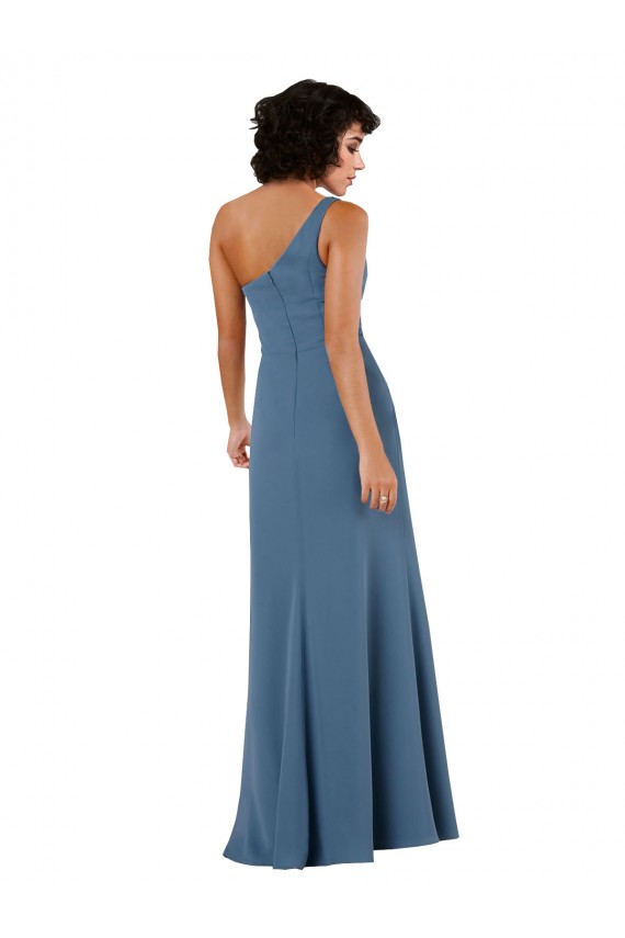 Long Sleeveless Soft Chiffon Burgundy One Shoulder A-Line Formal Evening Dress