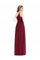 Long Sleeveless Soft Chiffon Burgundy A-Line Semi Formal Evening Dress