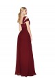 Long Sleeveless Soft Chiffon Burgundy A-Line Formal Evening Dress