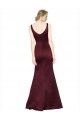 Long Sleeveless Satin Burgundy A-Line Black Tie Evening Dress