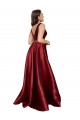 Long Sleeveless Satin Burgundy A-Line Plus Size Formal Evening Dress