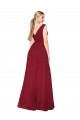 Long Sleeveless Soft Chiffon Burgundy A-Line Black Tie Evening Dress