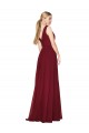 Long Sleeveless Soft Chiffon Burgundy V-Neck A-Line Evening Dresses
