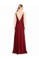Long Sleeveless Stretch Satin Burgundy V-Neck A-Line Black Tie Evening Dress
