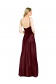 Long Sleeveless Stretch Satin Burgundy Gold A-Line Evening Dress