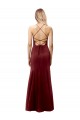Long Sleeveless Stretch Crepe Burgundy Gold Mermaid Formal Evening Dress