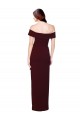Long Sleeveless Stretch Crepe Burgundy Gold Off the Shoulder Mermaid Formal Evening Dress