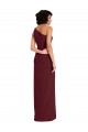 Long Sleeveless Stretch Crepe Burgundy Gold One Shoulder Sheath Formal Evening Dress