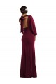 Long Long Sleeves Stretch Crepe Burgundy Gold Trumpet Formal Evening Dress