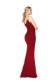 Long Sleeveless Stretch Crepe Burgundy High Neck Mermaid Formal Evening Dress
