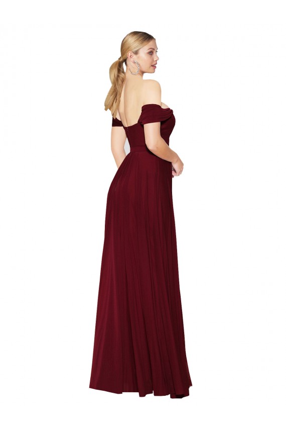 Long Sleeveless Soft Chiffon Burgundy Mermaid Formal Dress