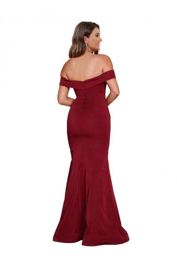 Long Sleeveless Spandex Burgundy Mermaid Plus Size Formal Evening Dress