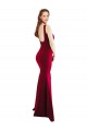Long Sleeveless Stretch Crepe Burgundy Square Neck Mermaid Formal Evening Dress