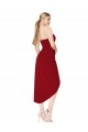 Knee Length Sleeveless Stretch Crepe Burgundy Mermaid High Low Evening Dress