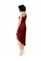 Midi Length Sleeveless Stretch Satin Burgundy Sheath Black Tie Evening Dress