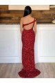 Sweep Train Sleeveless Velvet Sequin Burgundy Sheath Evening Gown