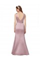 Long Sleeveless Satin Burgundy Sheath Formal Evening Dress