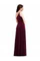 Long Sleeveless Stretch Velvet Burgundy Trumpet Black Tie Evening Dress