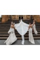 Long Sleeveless Soft Chiffon Champagne A-Line Evening Dress