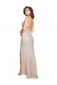Long Sleeveless Sparkling Sequin Champagne Mermaid Black Tie Evening Dress