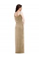 Long Sleeveless Stretch Velvet Champagne Sheath Black Tie Evening Dress