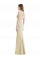 Long Sleeveless Stretch Crepe Champagne Trumpet Semi Formal Evening Dress