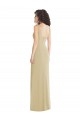 Long Sleeveless Stretch Crepe Champagne Trumpet Formal Evening Dress
