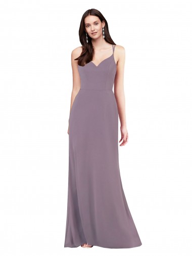 Long Sleeveless Soft Chiffon Dark Lavender Column Formal Evening Dress for Sale