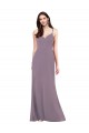 Long Sleeveless Soft Chiffon Dark Lavender Column Formal Evening Dress