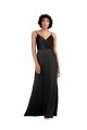 Long Sleeveless Silky Satin Black Column Formal Evening Dress
