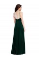 Long Sleeveless Stretch Velvet Dark Green A-Line Semi Formal Evening Dress
