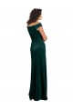 Long Cap Sleeves Stretch Velvet Dark Green A-Line Formal Evening Dress