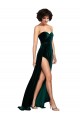Sweep Train Sleeveless Stretch Velvet Dark Green A-Line Semi Formal Evening Dress
