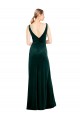 Long Sleeveless Stretch Velvet Dark Green A-Line Black Tie Evening Dress