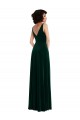 Long Sleeveless Stretch Velvet Dark Green A-Line Evening Gown