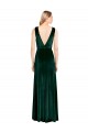 Long Sleeveless Stretch Velvet Dark Green A-Line Evening Dress