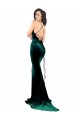 Sweep Train Sleeveless Stretch Velvet Dark Green Mermaid Formal Evening Dress