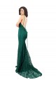 Long Sleeveless Lace Dark Green Mermaid Black Tie Evening Dress