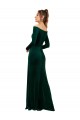 Long Long Sleeves Stretch Velvet Dark Green Sheath Formal Evening Dress
