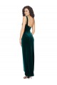 Long Sleeveless Stretch Velvet Dark Green Sheath High Low Evening Dress