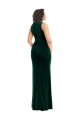 Long Sleeveless Stretch Velvet Dark Green Trumpet Semi Formal Evening Dress