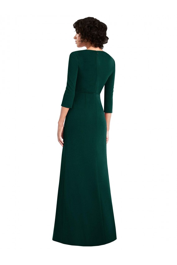 Long Long Sleeves Spandex Dark Green Trumpet Formal Evening Dress