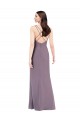 Long Sleeveless Soft Chiffon Dark Lavender Column Formal Evening Dress