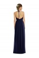 Long Sleeveless Soft Chiffon Dark Navy A-Line Semi Formal Evening Dress