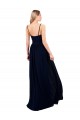 Long Sleeveless Soft Chiffon Dark Navy Spaghetti Straps A-Line Formal Evening Dress