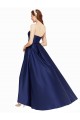 Long Sleeveless Satin Dark Navy A-Line High Low Evening Dress